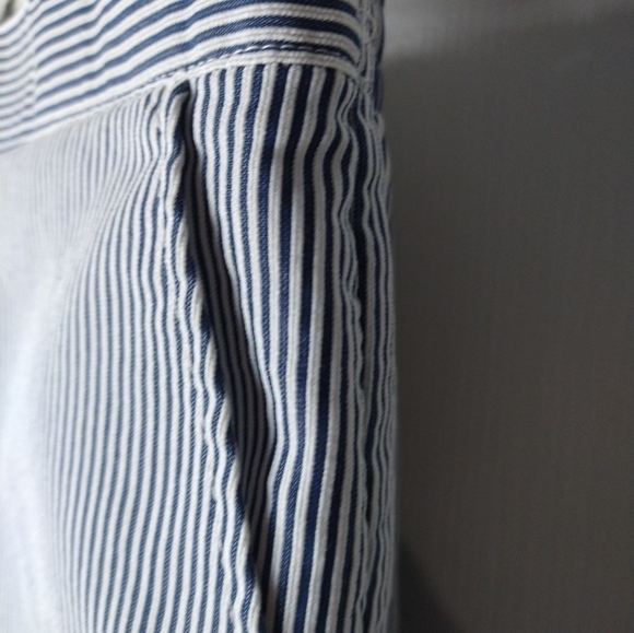 Alfred dunner blue white striped flat front pocket elastic waist Capri. Size 10p - Picture 6 of 10